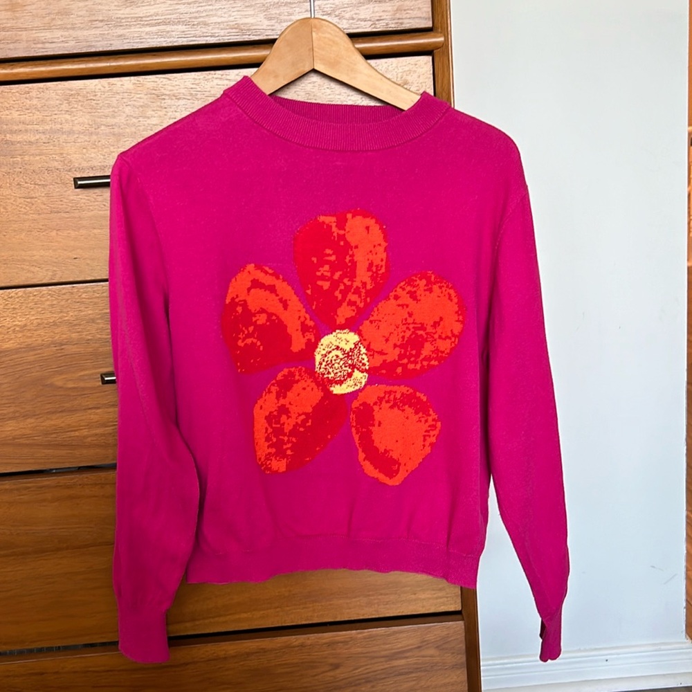 Pink floral thin knit sweater by Desigual size medium